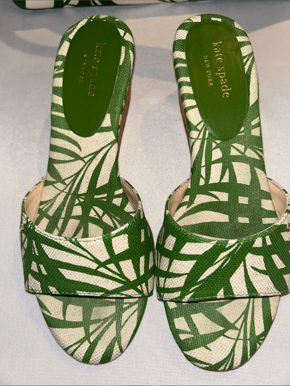 Kate Spade Palm Fronds SET Large Tote, Wedge Slides sz 7, & Apple Watch Band EUC